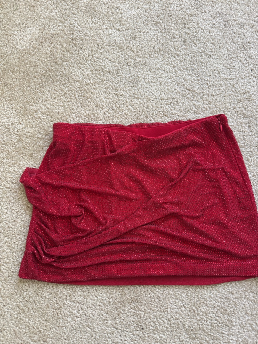 Zara Red Sequin Hem Skirt
